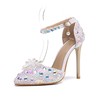 Women's Closed Toe PVC Rhinestone Stiletto Heel Wedding Shoes #PDS03031453
