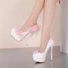 Women's Pumps PVC Flower Stiletto Heel Wedding Shoes #PDS03031465