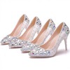 Women's Pumps PVC Rhinestone Stiletto Heel Wedding Shoes #PDS03031470