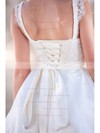 Ball Gown Knee-length with Detachable Straps Ivory Satin Lace Sweetheart Wedding Dresses #PDS00020764