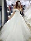 Ball Gown Off-the-shoulder Court Train Satin Glitter Wedding Dresses #PDS00024033