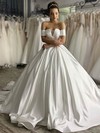 Ball Gown Off-the-shoulder Court Train Silk-like Satin Wedding Dresses #PDS00024052