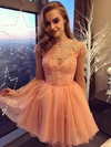 A-line Scoop Neck Short/Mini Chiffon Appliques Lace Prom Dresses #PDS020107271
