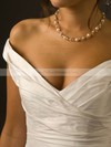 Off-the-shoulder Ivory Taffeta Ruffles Latest Sweep Train Wedding Dress #PDS00020808