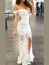 Trumpet/Mermaid Off-the-shoulder Floor-length Lace Split Front Prom Dresses #PDS020107444