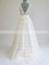 Ivory Scalloped Neck Tulle Sashes / Ribbons Gorgeous Sweep Train Wedding Dresses #PDS00020812