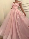 Ball Gown Off-the-shoulder Sweep Train Organza Bow Prom Dresses #PDS020107464
