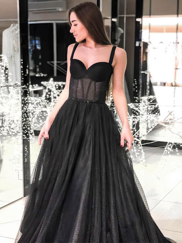 Ball Gown Sweetheart Sweep Train Tulle Sashes / Ribbons Prom Dresses #PDS020107465