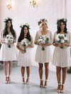 A-line V-neck Knee-length Chiffon Bridesmaid Dresses #PDS01014171