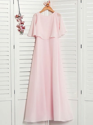 A-line Scoop Neck Floor-length Chiffon Bridesmaid Dresses #PDS01014210