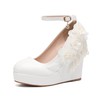 Women's Closed Toe Wedge Heel PVC Buckle Wedding Shoes #PDS03030954
