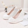 Women's Closed Toe Wedge Heel PVC Buckle Wedding Shoes #PDS03030955