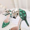Women's Closed Toe Stiletto Heel PVC Rhinestone Wedding Shoes #PDS03030962