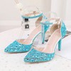 Women's Closed Toe Stiletto Heel PVC Rhinestone Wedding Shoes #PDS03030976