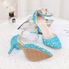 Women's Closed Toe Stiletto Heel PVC Rhinestone Wedding Shoes #PDS03030976