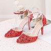 Women's Closed Toe Stiletto Heel PVC Rhinestone Wedding Shoes #PDS03030981