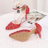 Women's Closed Toe Stiletto Heel PVC Rhinestone Wedding Shoes #PDS03030981