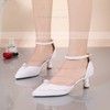 Women's Closed Toe Kitten Heel PVC Buckle Wedding Shoes #PDS03030984