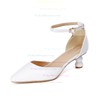 Women's Closed Toe Kitten Heel PVC Buckle Wedding Shoes #PDS03030989