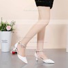 Women's Closed Toe Kitten Heel PVC Rhinestone Wedding Shoes #PDS03030991