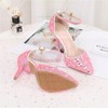 Women's Closed Toe Stiletto Heel PVC Rhinestone Wedding Shoes #PDS03030993