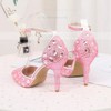 Women's Closed Toe Stiletto Heel PVC Rhinestone Wedding Shoes #PDS03030993
