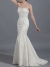 Trumpet/Mermaid Ivory Sweetheart Draped Lace-up Affordable Lace Wedding Dresses #PDS00020866