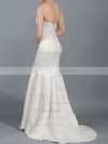 Trumpet/Mermaid Ivory Sweetheart Draped Lace-up Affordable Lace Wedding Dresses #PDS00020866
