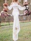Trumpet/Mermaid Square Neckline Sweep Train Lace Chiffon Wedding Dresses #PDS00024591