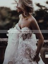 A-line Sweetheart Sweep Train Tulle Beading Wedding Dresses #PDS00024592
