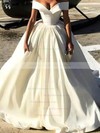 Ball Gown Off-the-shoulder Court Train Satin Wedding Dresses #PDS00024596