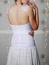 Sheath/Column White Lace Chiffon with Appliques Lace Hot Scoop Neck Wedding Dress #PDS00020955