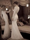 Online Trumpet/Mermaid Ivory Lace Scoop Neck Long Sleeve Wedding Dresses #PDS02016861