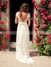 Ivory Tulle Lace with Sashes/Ribbons Open Back Sheath/Column Wedding Dress #PDS02016957