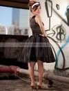 Satin A-line Scoop Neck Knee-length Ruffles Bridesmaid Dresses #PDS02018097
