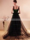 Tulle Elastic Woven Satin A-line Scoop Neck Watteau Train Beading Bridesmaid Dresses #PDS02018136