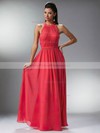 Chiffon A-line Scoop Neck Floor-length Sashes / Ribbons Bridesmaid Dresses #PDS02018167