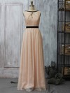 Chiffon A-line Scoop Neck Floor-length Sashes / Ribbons Bridesmaid Dresses #PDS02017961