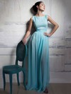 Chiffon Elastic Woven Satin A-line Scoop Neck Floor-length Sashes / Ribbons Bridesmaid Dresses #PDS02018015